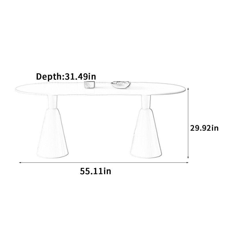 Table de salle à manger blanche, H 29,92 po x L 55,11 po x l 31,49 po