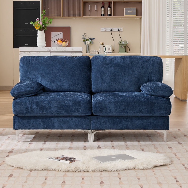 Modular Chenille Oversized Upholstered Sofa, Blue