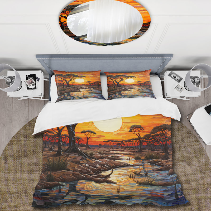 Ensemble de housse de couette Savannah Sunset In African Safari Hues 5 - Afrique