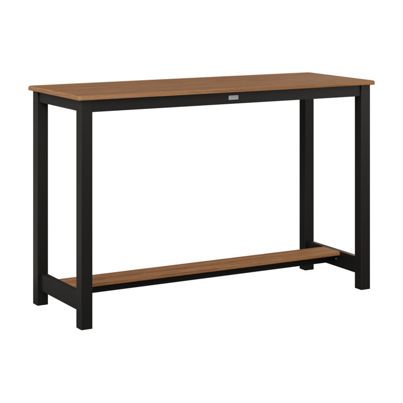Table de bar en aluminium Berlin Gardens, 38.5" H x 60" W x 22" D, Acajou antique, Noir mat