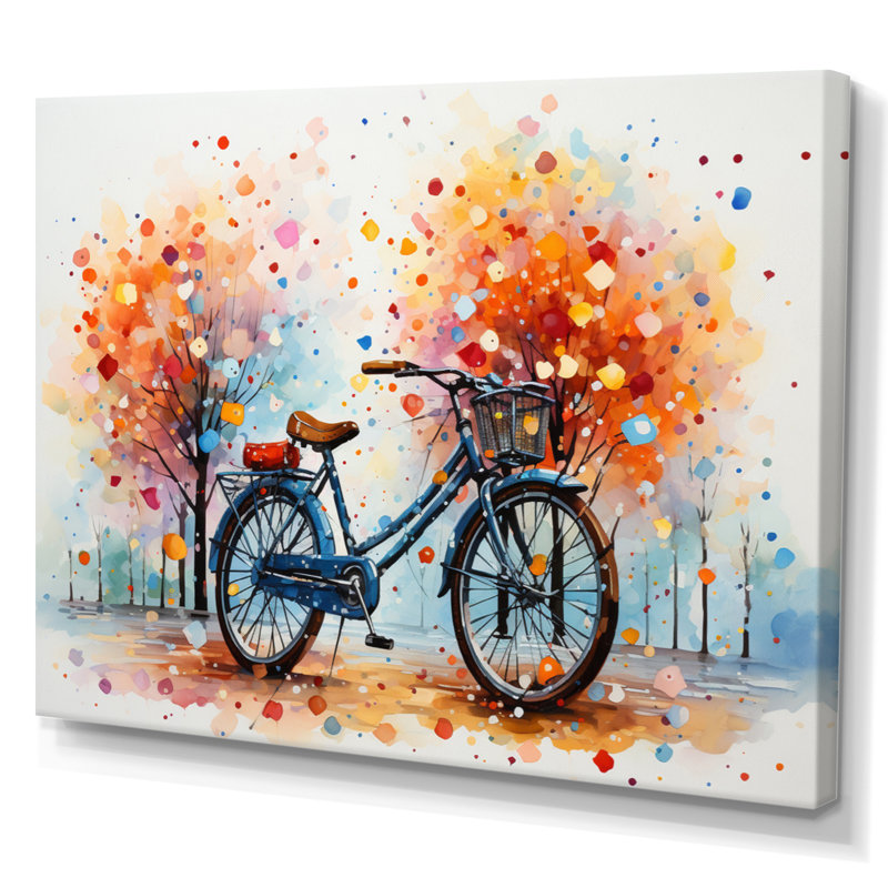 Bicycle Harmonious Pedals Pointillism IV - Transportation Wall Art Prints, H 24 po x l 32 po x P 1 po, Toile tendue