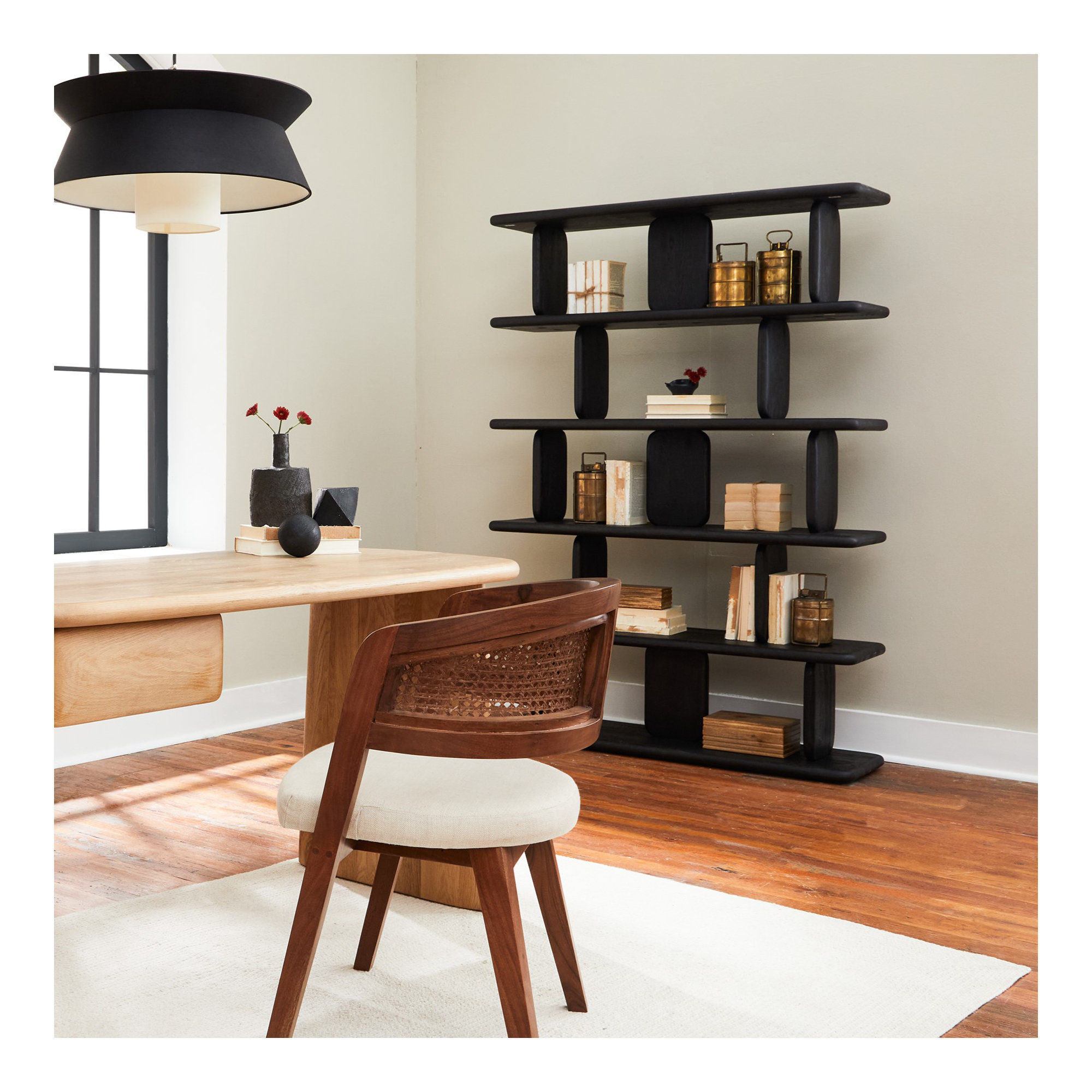 Magdalena 69" H x 48" W x 14" D Shelving Unit, Charcoal