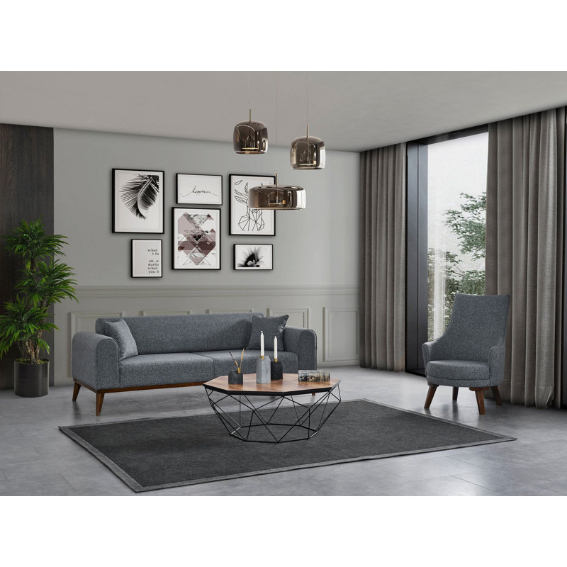 Élégant fauteuil à oreilles, tissu gris clair, 28,3 po x 34,3 po x 40,2 po | Structure et panneau en bois de hêtre, coussins 100% polyester, mousse douce et plumes | Nettoyage à sec et confort élégant pour le salon et le bureau