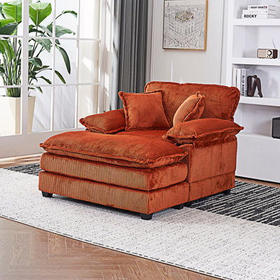 Single Sofa With 2 Toss Pillows And A Ottoman, Comfy Sofa, Deep Seat Couch