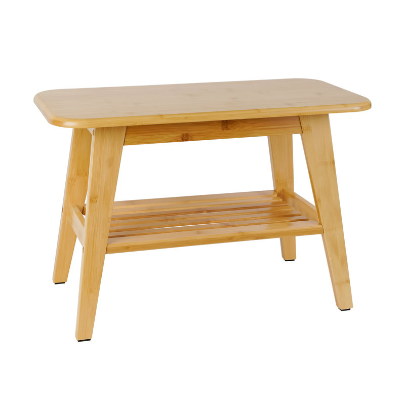 Solid Wood Entryway Shelf Storage Bench, Natural