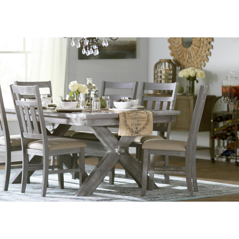 Parsons 7- Piece Wood and Upholstered Trestle Dining Set