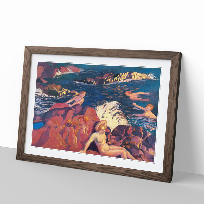 Wave by Maurice Denis - Picture Frame Painting, Walnut, 27cm H x 36cm W x 2cm D