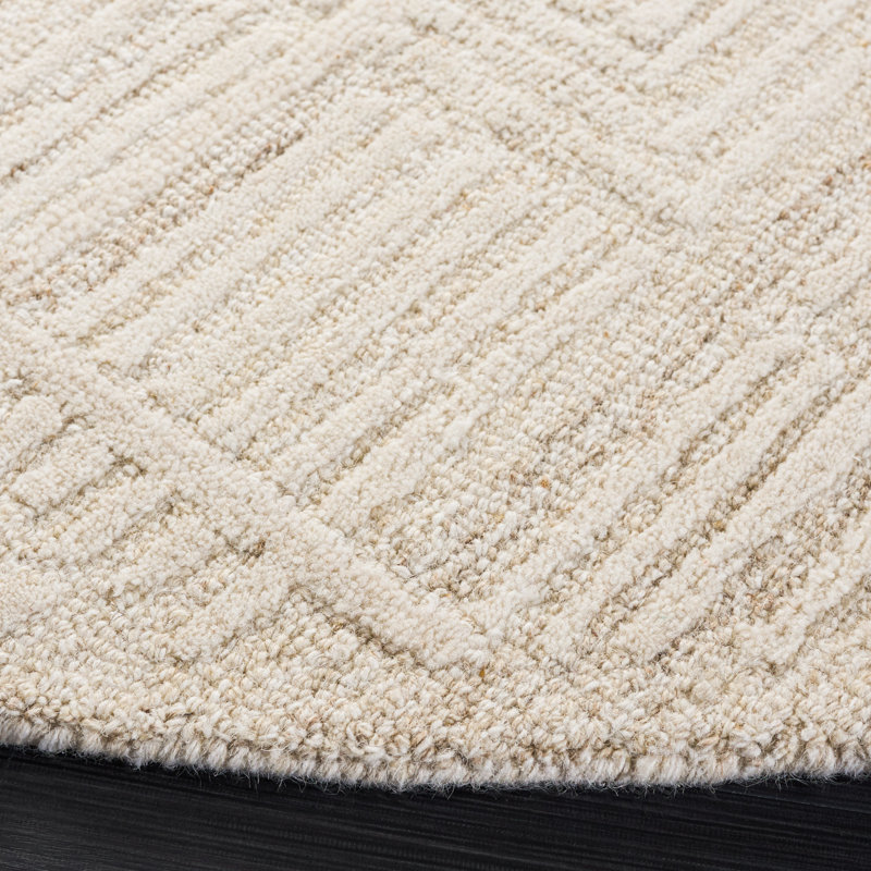 Laine touffetée à la main Harvest; Tapis d'intérieur en coton, Rond 6 pi 0 po x 6 pi 0 po