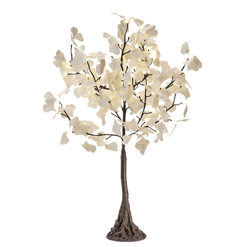 Arbre lumineux alimenté par batterie ginkgo, Blanc