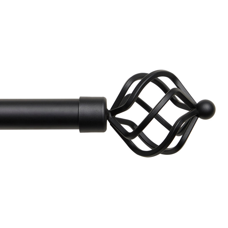  Ensemble de tringle à rideau avec embout de torche ajustable, réglable, Noir mat, 84" - 160"