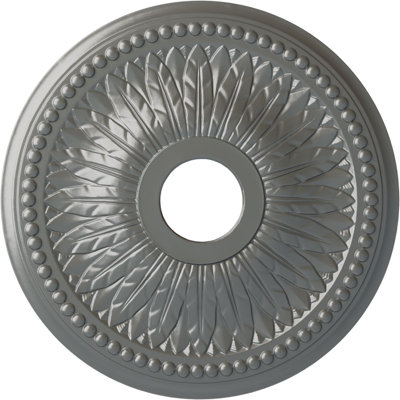 Endurathane Bailey Ceiling Medallion, 18"OD x 3 3/4"ID x 1 1/2"P (Fits Canopies up to 5 3/4"), Hand-Painted Silver Finish