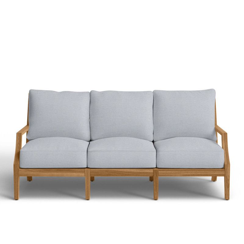 Haley Teak Sofa - Natural Teak, Natural Teak, No welt + Standard fill, Linen Chambray