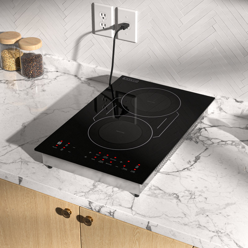 Élément chauffant double portatif 12 po, 1800 W, comptoir, plaque de cuisson à induction, élément de pont