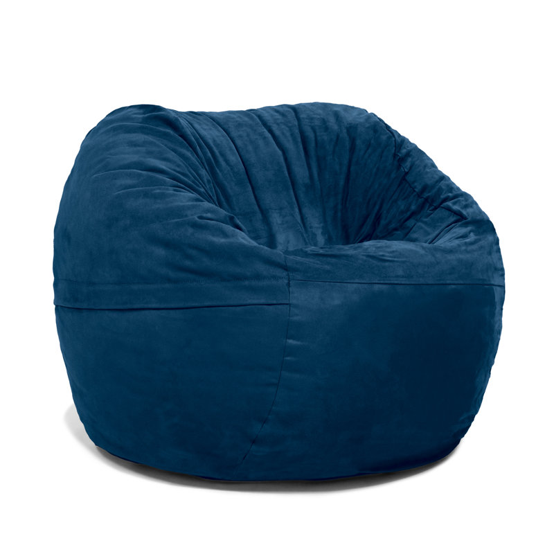 Saxx 3 Foot Round Bean Bag w/ Removable Cover, Microsuede Navy