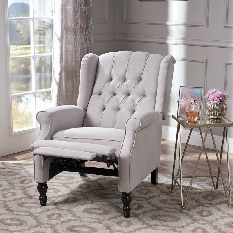 Fauteuil inclinable en tissu capitonné gris clair