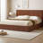 King Size Lift Up Storage Platform Bed Frame, Hydraulic Storage System with Wooden Corrugated Curved Design, No Box Spring Needed, 1000 lbs Capacity, Tool-Free Assembly-1285436634