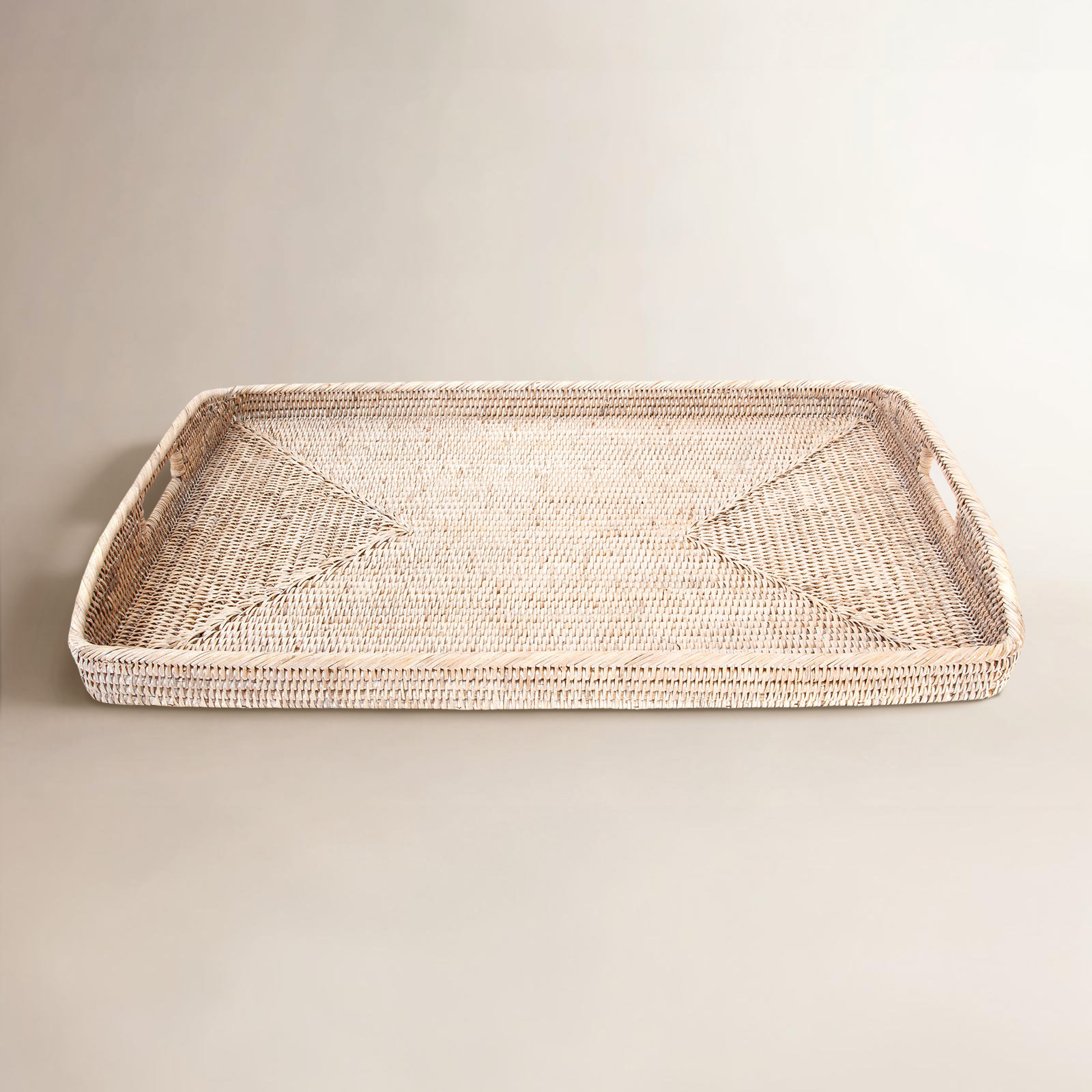 Ilonka Decorative Tray, White Wash, 2" H x 28" W x 18"D, No Bundle
