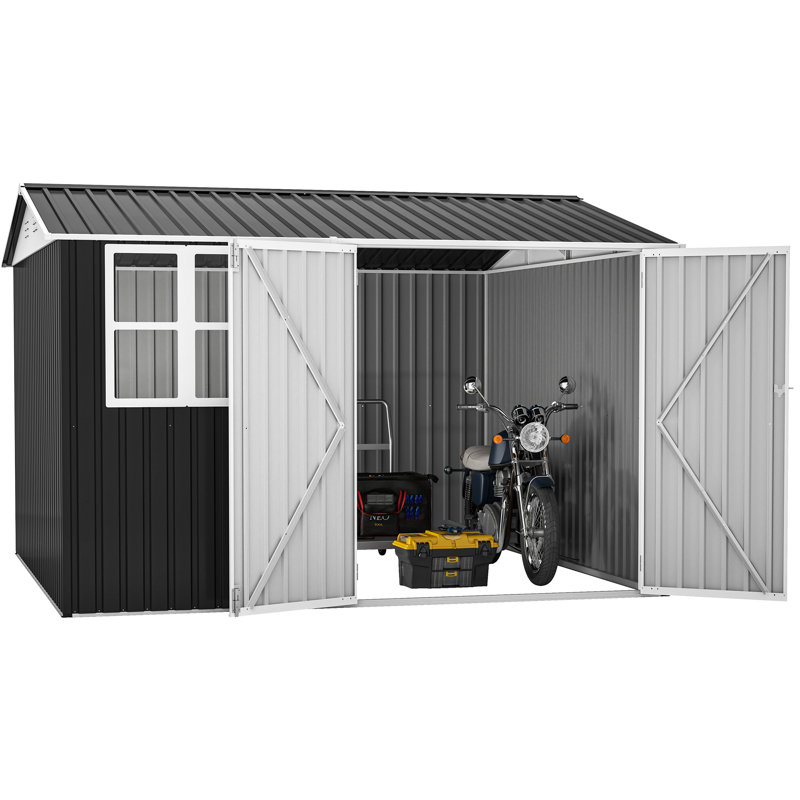Remise de rangement en métal, H 93,7 po x l 143,7 po x P 76,38 po