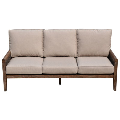Nataly 76.38'' Wide Teak Patio Sofa with Sunbrella® Cushions