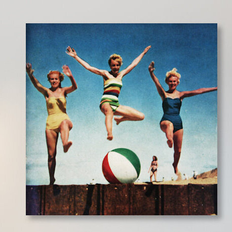 « saut de filles », impression sur toile, H 48 po x l 48 po x P 1,5 po, Pas de tapis, Toile tendue