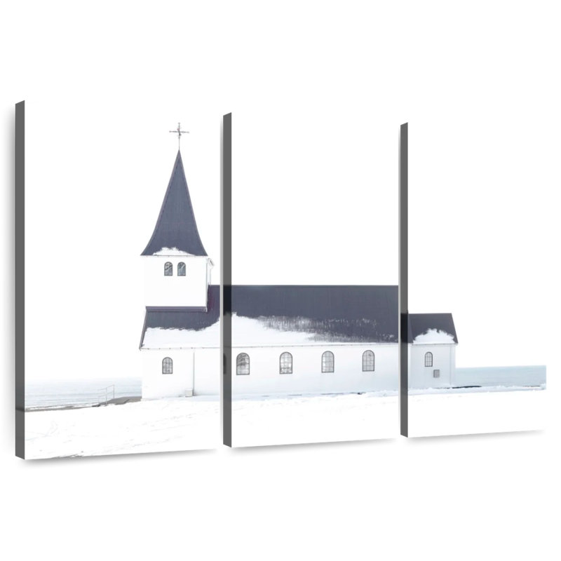 White Winter Church, H 24 po x l 38 po