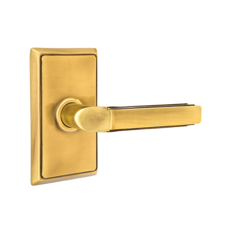 Levier de porte avec rosette Milano, Droite, Laiton antique français