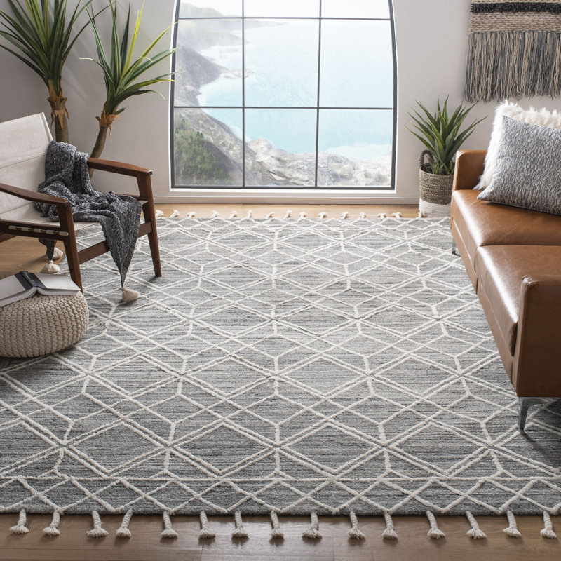 Powell Hand Woven Wool Geometric Rug, Rectangle 6' x 9'