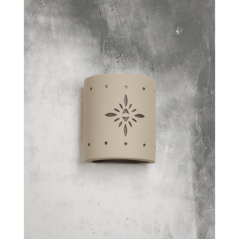 Ninamarie Ceramic Outdoor Wall Light, LED Bulb Included, 8.5" H x 7.5" W x 4" D, Cottonwood