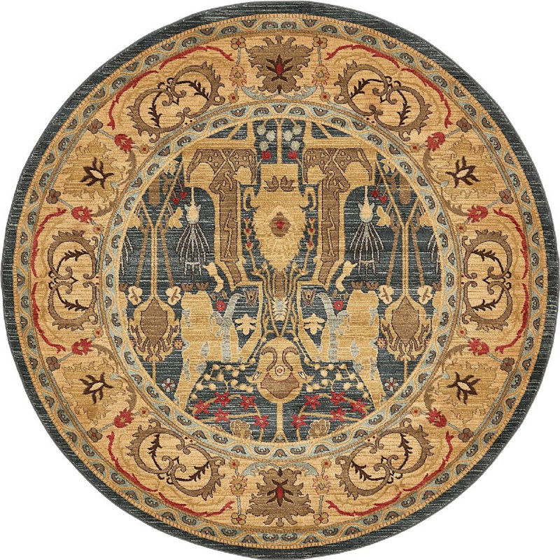Tapis beige Lauri Southwestern, Rond 8 pi