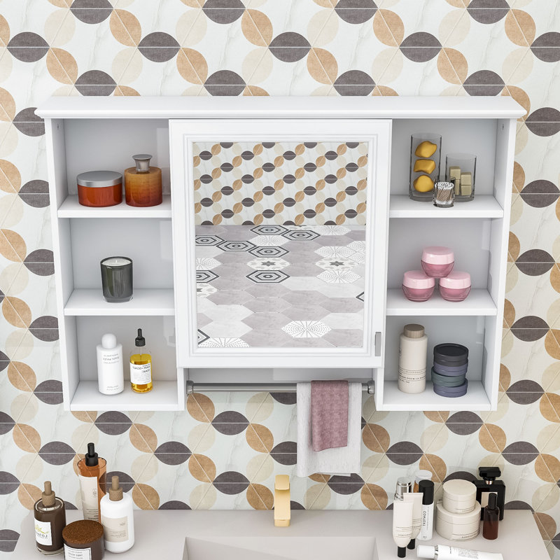 Armoire de salle de bain murale 3-en-1 avec tablette réglable et miroir haute définition, Blanc