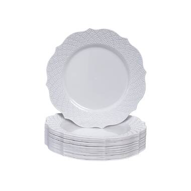Silver Spoons Disposable Plastic Wedding Dessert Plate for 10 Guests