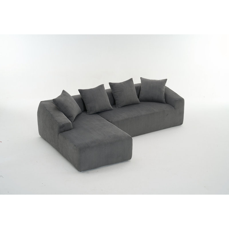 Boneless Stepanie Memory Foam 3-Seater Sofa, Gray Corduroy