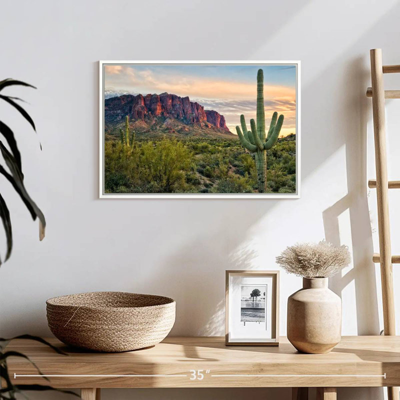 Cactus View II, Cadre flottant blanc, 19 po x 13 po