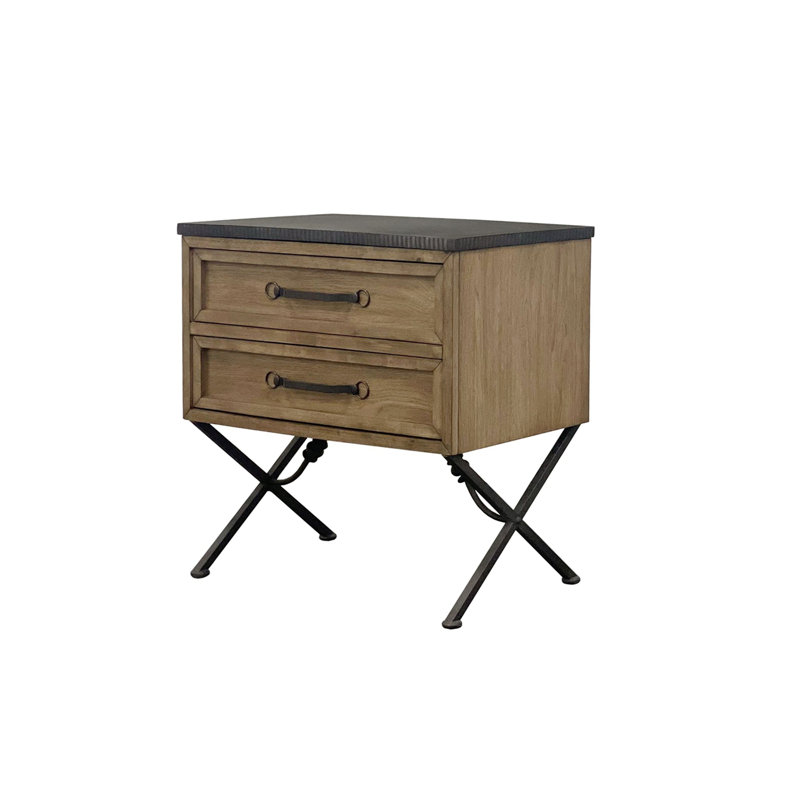 Table de chevet 2 tiroirs, Amande
