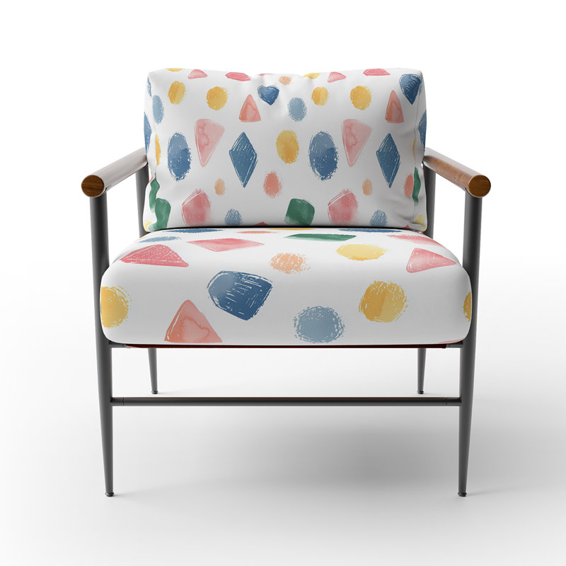Chaise rembourrée Kids Creative - Crayon Shapes, Bras ronds bruns
