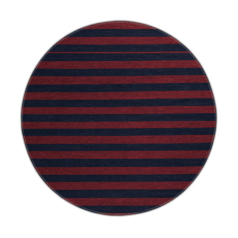 Tapis intérieur / extérieur gris HorizontalStripes, Rond 5 pi
