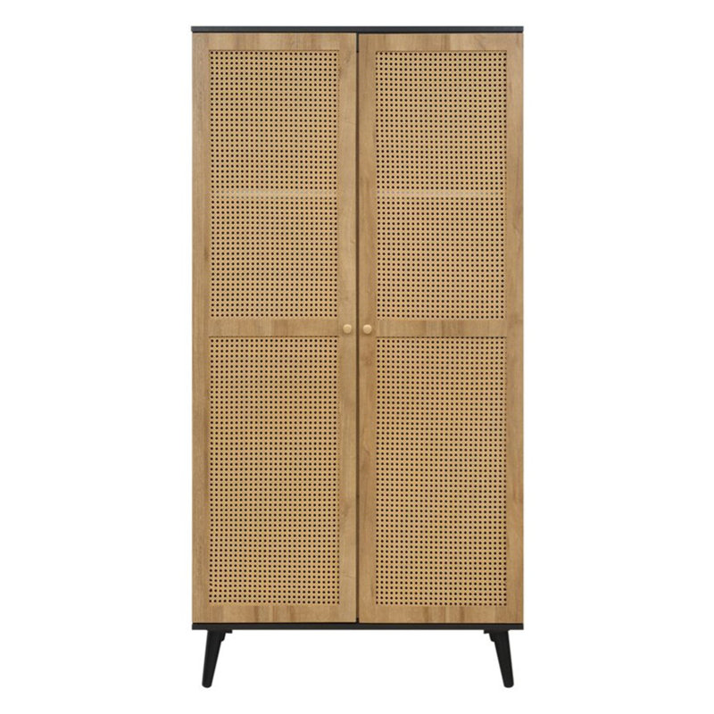 Manila Rattan 2 Door Double Wardrobe, Black