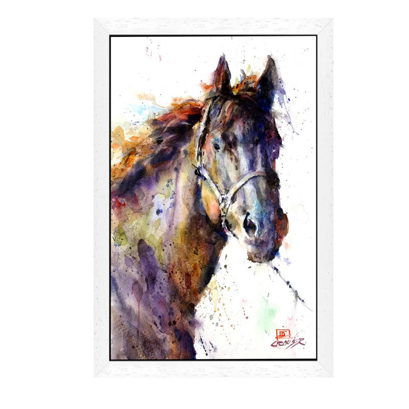 Horse III by Dean Crouser - Painting on Canvas, 66.04 cm H x 45.72 cm W, White Framed