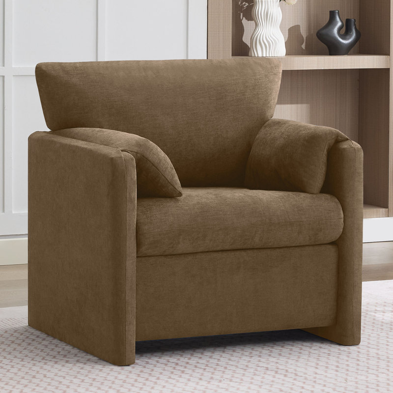 Fauteuil d'appoint surdimensionné en chenille 32,7 po, Marron foncé