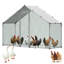Grand poulailler en métal, 3 x 1 x 2 m, enclos extérieur avec bâche imperméable et structure robuste, toit en flèche, idéal pour les canards, lapins, poules et oies. Usage extérieur, jardin ou ferme.-401351848