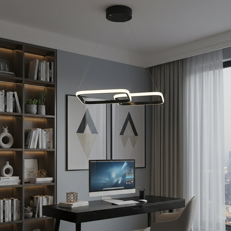 Lustre linéaire géométrique moderne à DEL 24 po Aurelius, Noir
