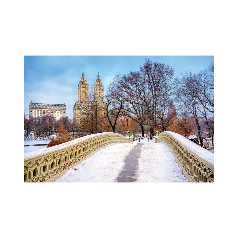 Central Park Snow On Bow Bridge, New York City by Susanne Kremer - Wrapped Canvas Print, 66.04 cm H x 45.72 cm W