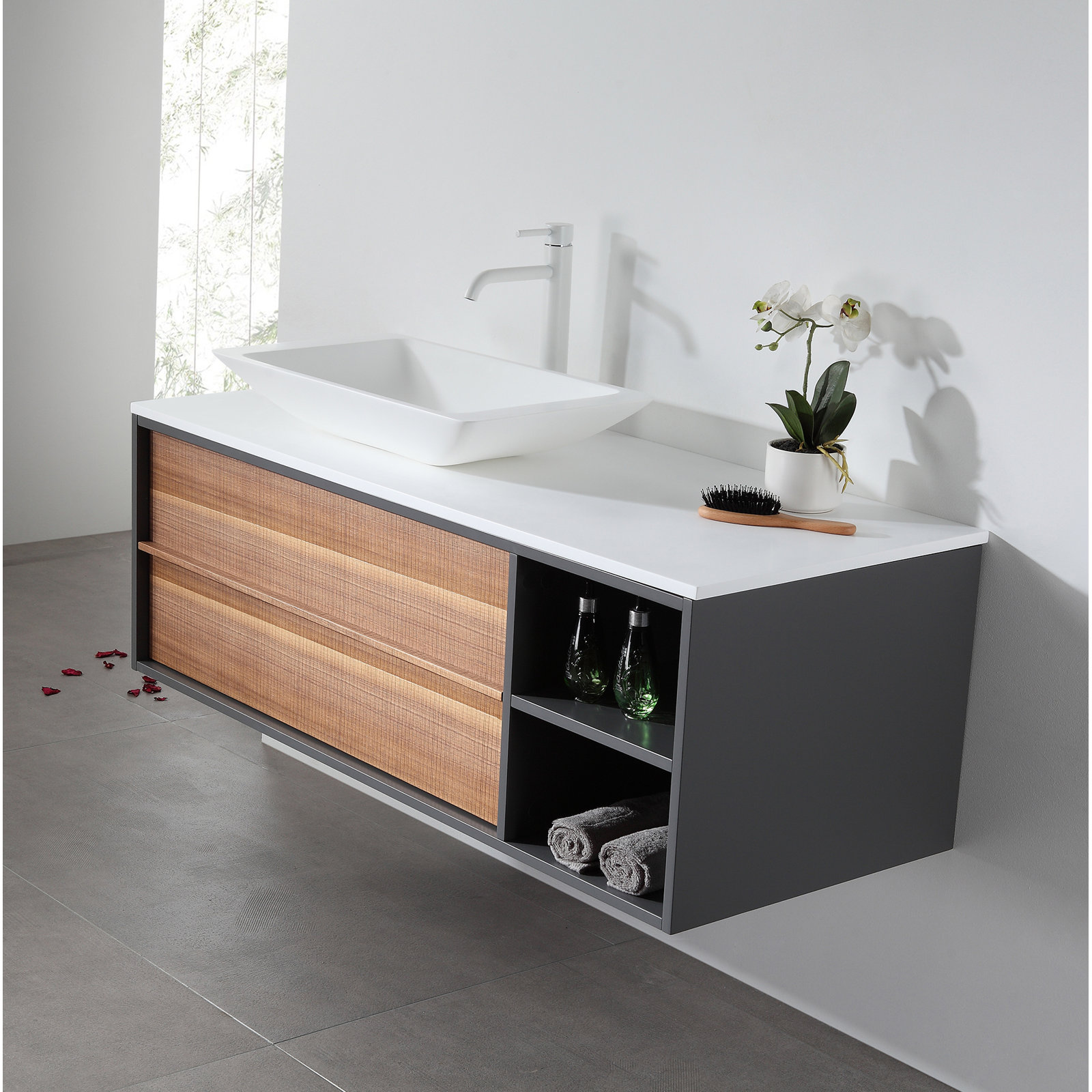 Steinbeck 48" Cedar Single Bathroom Vanity, White, Gray