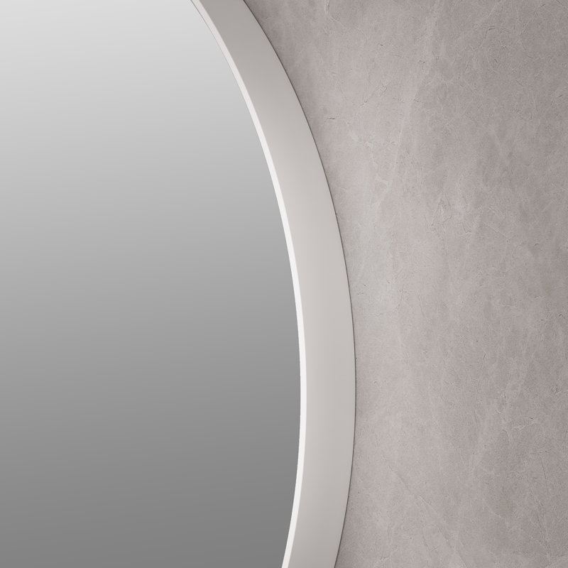 Hellie Metal Flat Wall Mirror, White, Rectangle, 36" x 30"