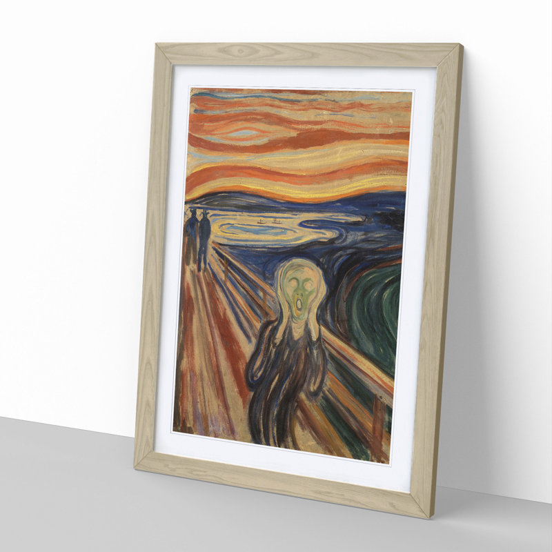 The Scream by Edvard Munch - Picture Frame Painting on MDF, 65cm H x 48cm W x 2cm D, Oak Framed