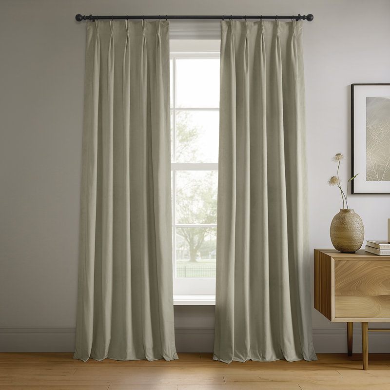 Balone Pinch Pleated Signature Velvet Thermal Lined Blackout Curtains Single Panel (1 Panel), 25" W x 96" L, Hunter Green