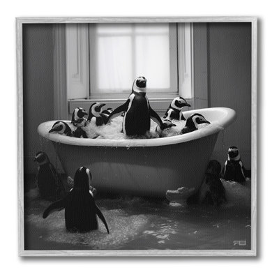 «Penguin Flock in Tub», estampe numérique encadrée par RB
