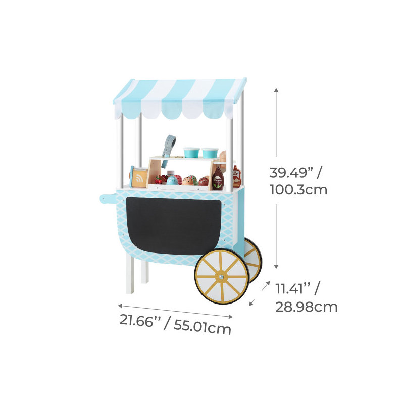 Teamson Kids Ice Cream Play Carts & Stands Set