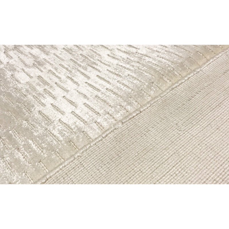 Tapis blanc de haute qualité noué à la main, Rectangle 5 pi 11 po x 8 pi 8 po
