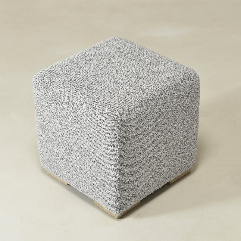 18.5" Wide Modern Square Boucle Upholstered Ottoman, Gray